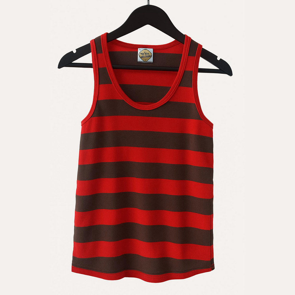 C&C California Red Gray Striped Sleeveless Tank